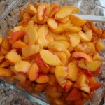 Peaches cut and dish filled