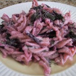 Beet Top Pasta with Goat Cheese and Dill