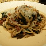 Spinach, Mushroom & Prosciutto Linguine