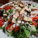 Greek Salad with Chicken and Lemon-Mint Vinaigrette