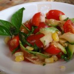 Zucchini Ribbons, Tomato and Corn Salad