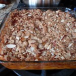 Peach Currant Crisp with Almond Crumb Topping